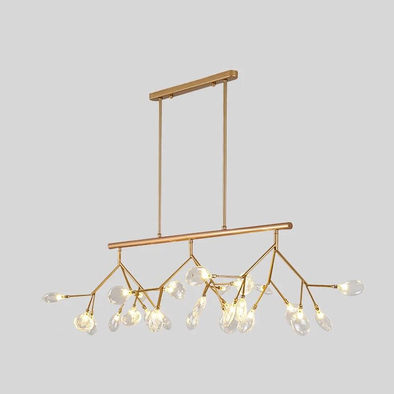 27 Lights Island Lighting Ultra-modern Branch Metal Pendant with Clear Shade for Dining Room