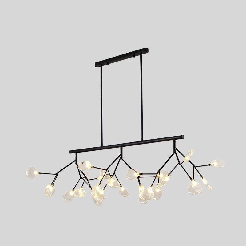 27 Lights Island Lighting Ultra-modern Branch Metal Pendant with Clear Shade for Dining Room