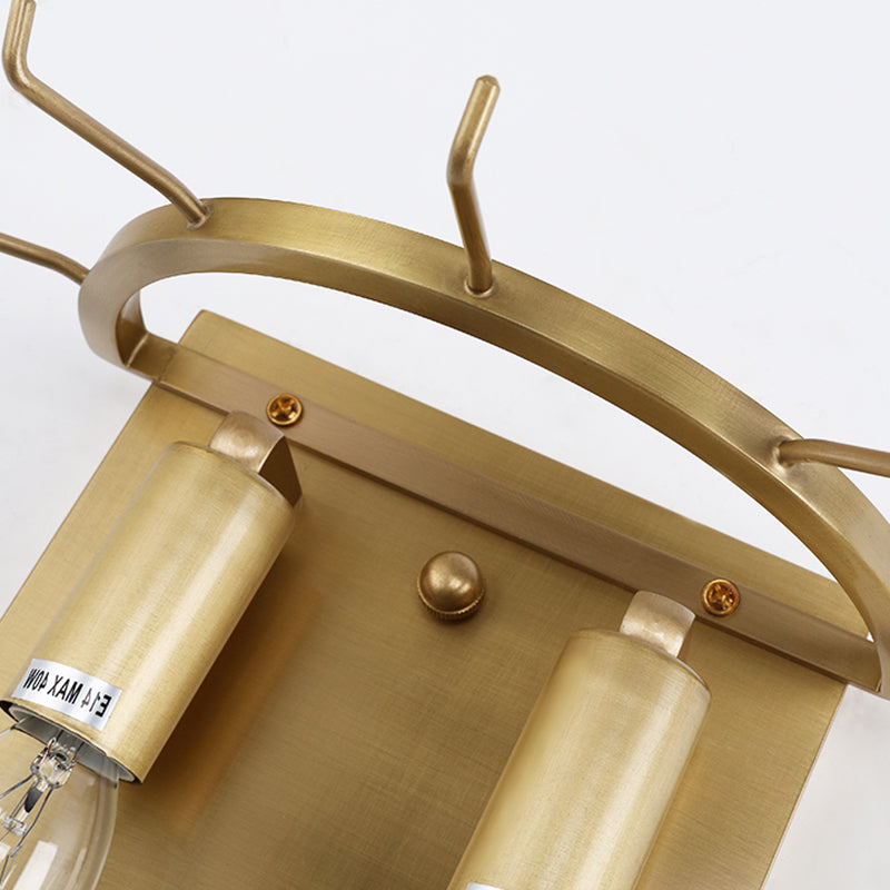 Gold Oval Sconce Light Contemporary 2 Lights Cut Crystal Wall Light Fixture for Living Room