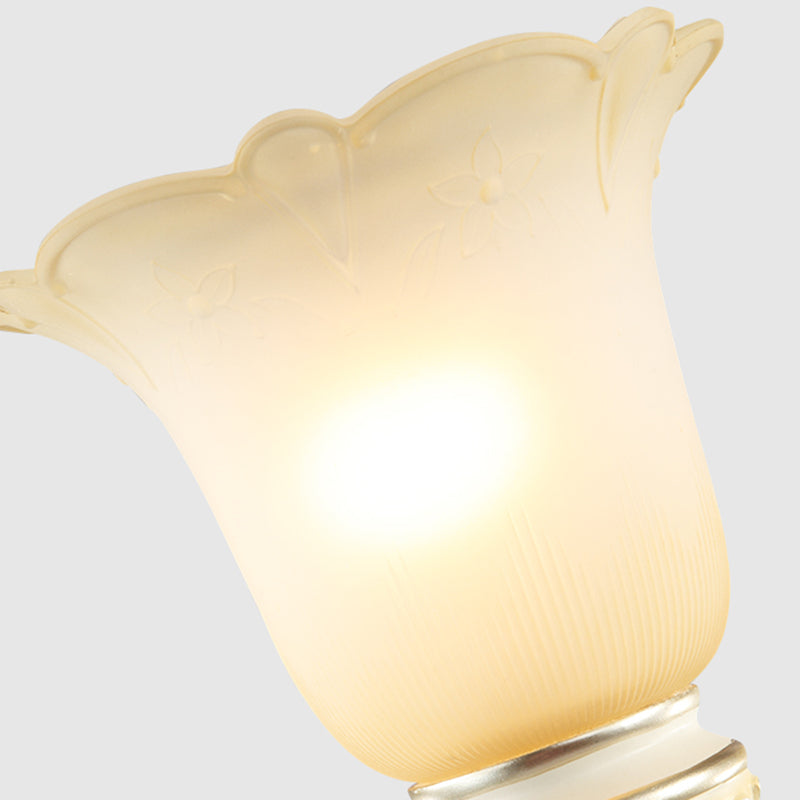 Ivory Flower Wall Light Traditional White Glass 1/2 Lights Living Room Sconce Light