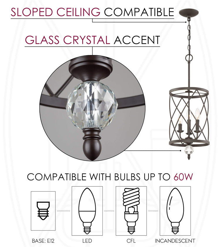 Luz colgante de metal de lámpara de techo de la jaula del enrejado tradicional con cadena colgante para casa de campo