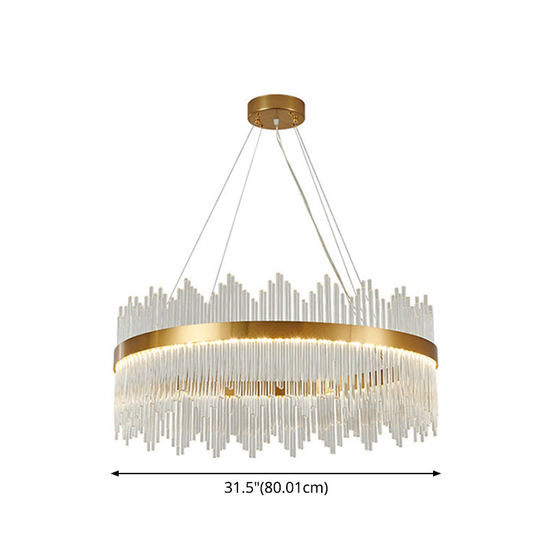 Modern Drum Chandelier Glass Crystal Pendant Ceiling Lights with Adjustable Hanging Cord for Living Room