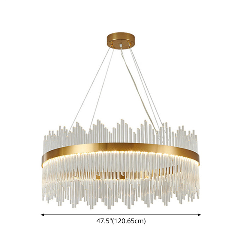 Modern Drum Chandelier Glass Crystal Pendant Ceiling Lights with Adjustable Hanging Cord for Living Room