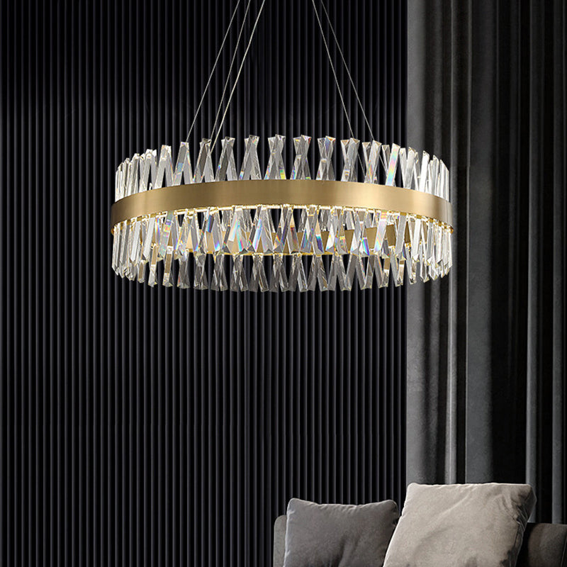 Contemporary Round Chandelier Lights Clear Crystal Pendant Ceiling Lights for Dining Table