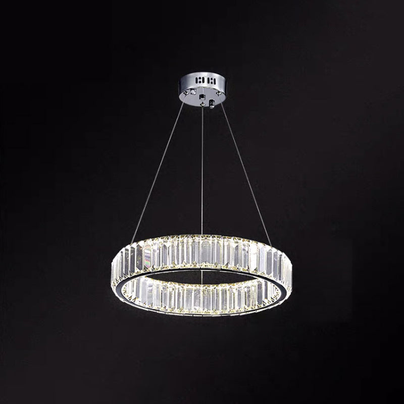 Ultra-modern Ring LED Chandelier Lamp Crystal Suspension Pendant Light for Living Room