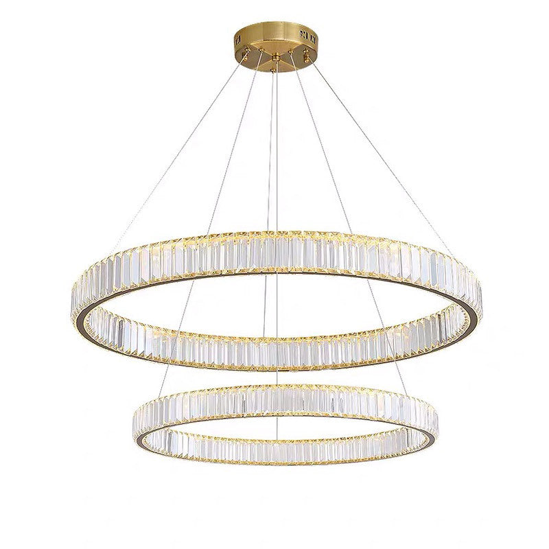 Ultra-modern Ring LED Chandelier Lamp Crystal Suspension Pendant Light for Living Room