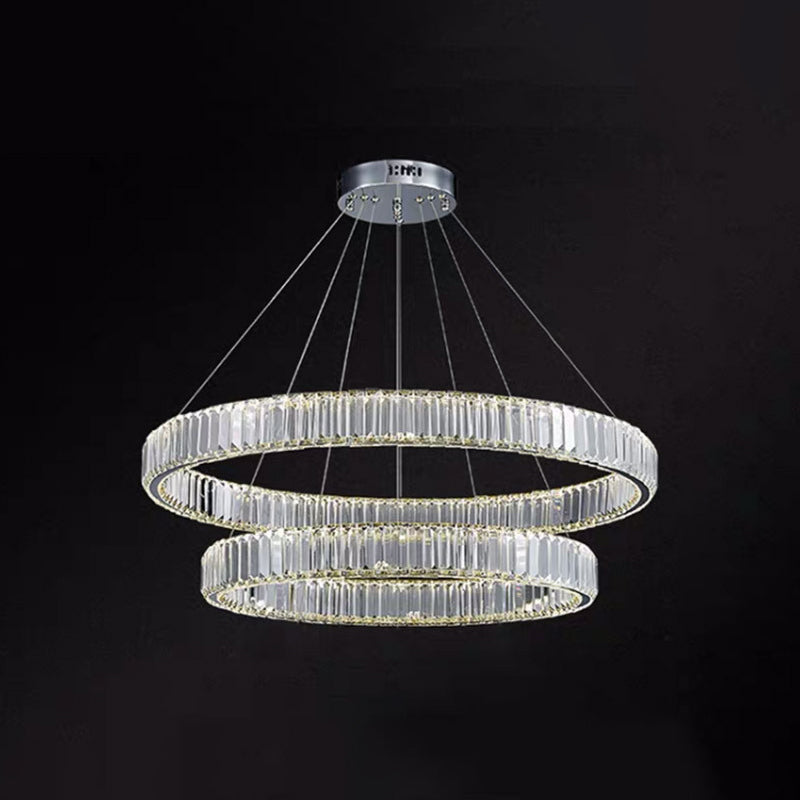 Ultra-modern Ring LED Chandelier Lamp Crystal Suspension Pendant Light for Living Room