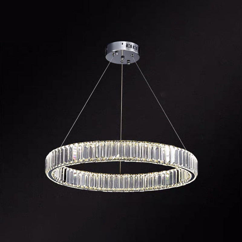 Ultra-modern Ring LED Chandelier Lamp Crystal Suspension Pendant Light for Living Room