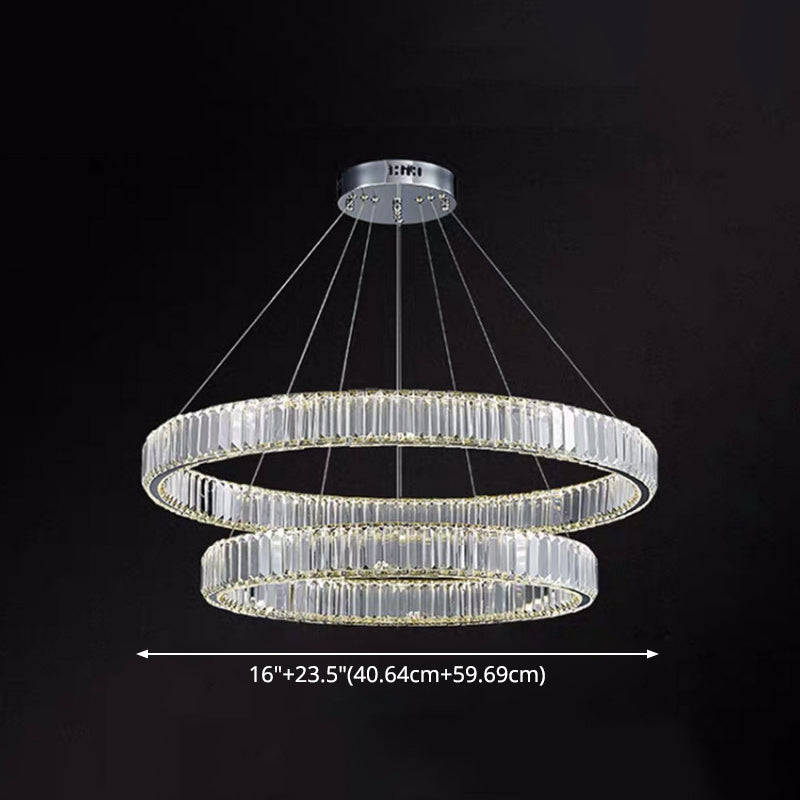 Ultra-modern Ring LED Chandelier Lamp Crystal Suspension Pendant Light for Living Room