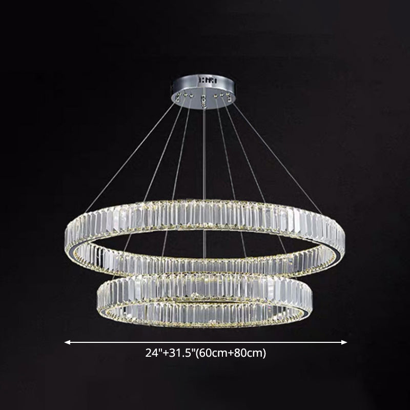 Ultra-modern Ring LED Chandelier Lamp Crystal Suspension Pendant Light for Living Room