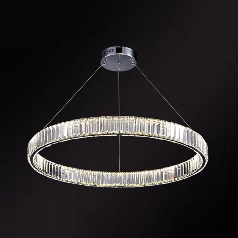 Ultra-modern Ring LED Chandelier Lamp Crystal Suspension Pendant Light for Living Room