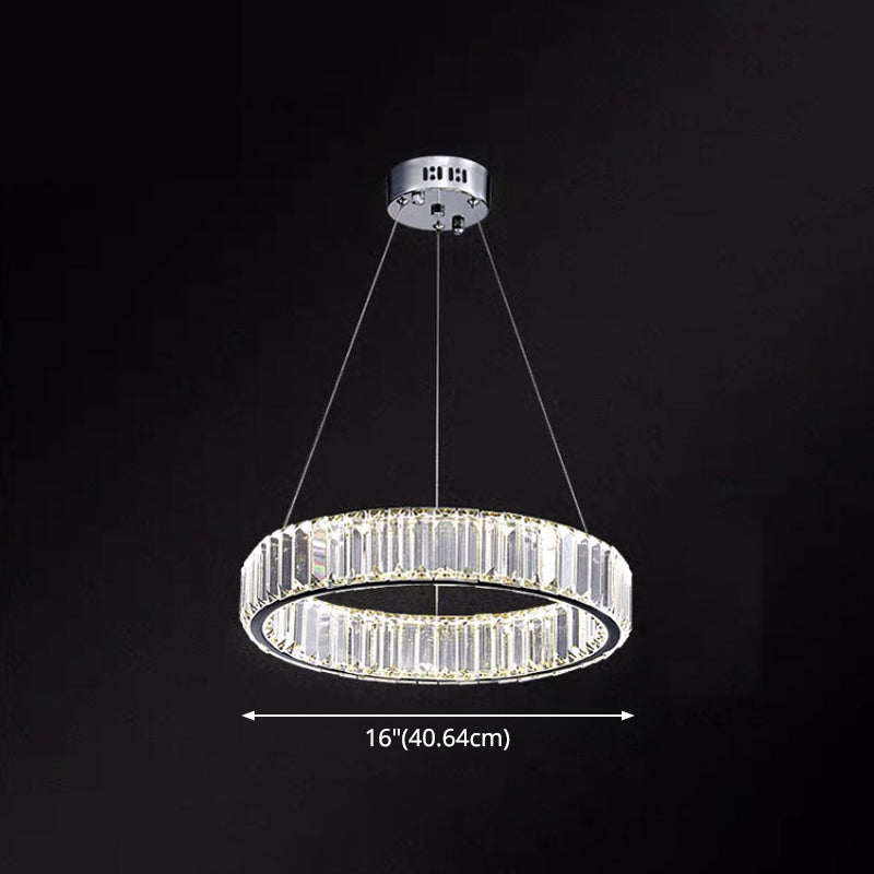 Ultra-modern Ring LED Chandelier Lamp Crystal Suspension Pendant Light for Living Room
