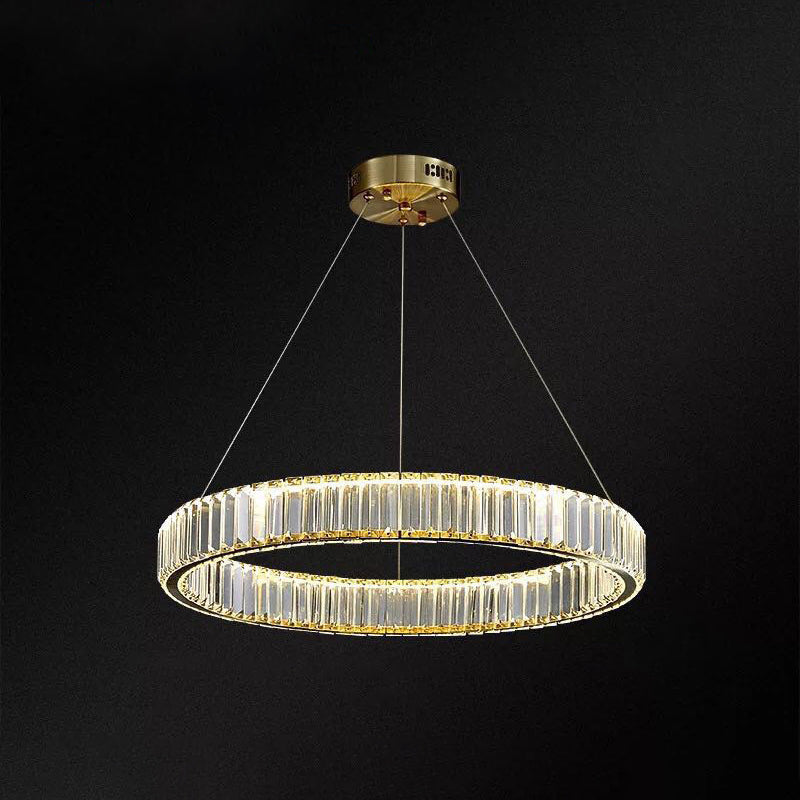 Ultra-modern Ring LED Chandelier Lamp Crystal Suspension Pendant Light for Living Room