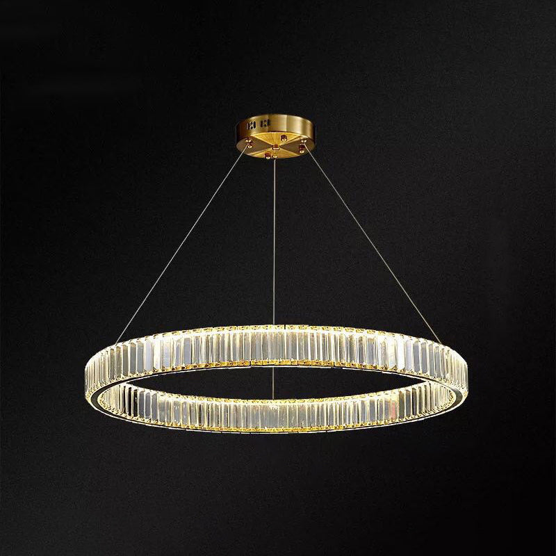Ultra-modern Ring LED Chandelier Lamp Crystal Suspension Pendant Light for Living Room