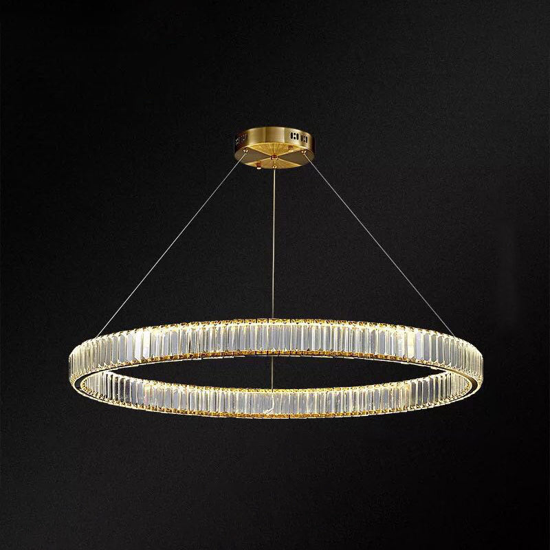 Ultra-modern Ring LED Chandelier Lamp Crystal Suspension Pendant Light for Living Room