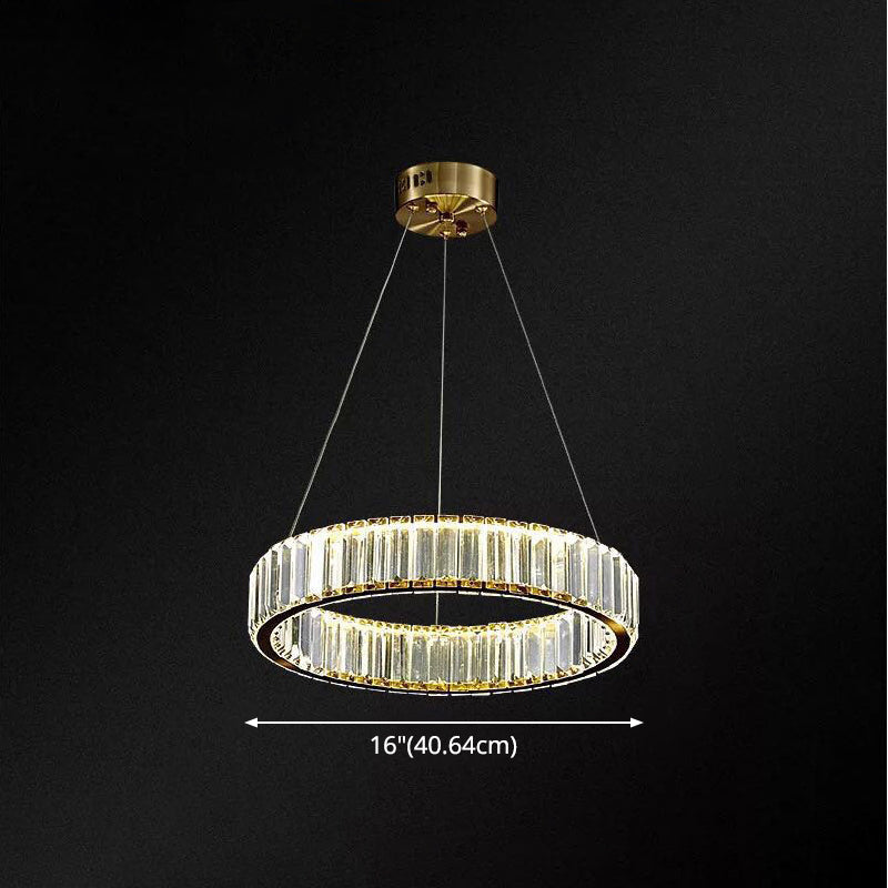 Ultra-modern Ring LED Chandelier Lamp Crystal Suspension Pendant Light for Living Room