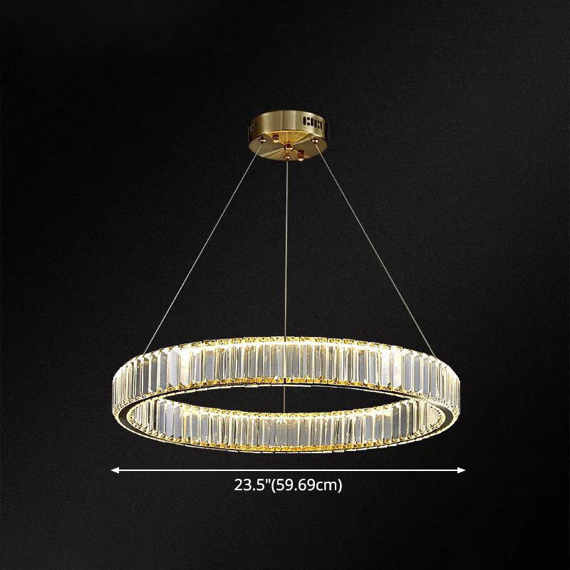 Ultra-modern Ring LED Chandelier Lamp Crystal Suspension Pendant Light for Living Room