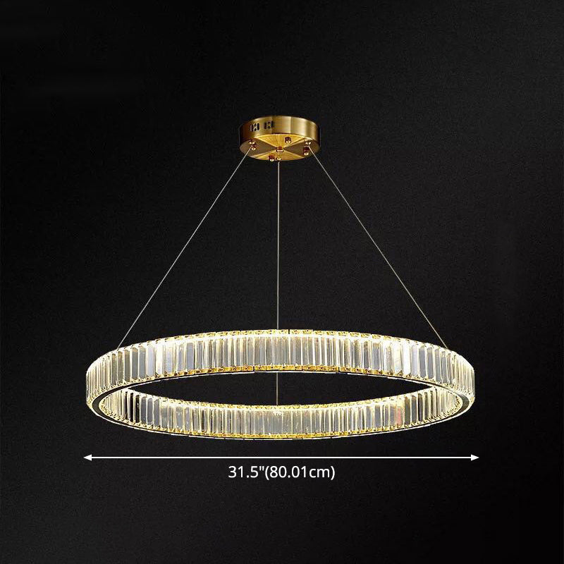 Ultra-modern Ring LED Chandelier Lamp Crystal Suspension Pendant Light for Living Room