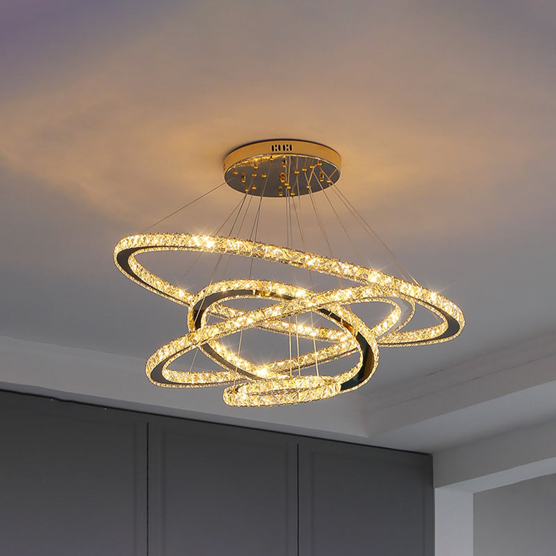 Contemporary Ring Chandelier Pendant Light K9 Crystal Suspension Pendant Light for Living Room