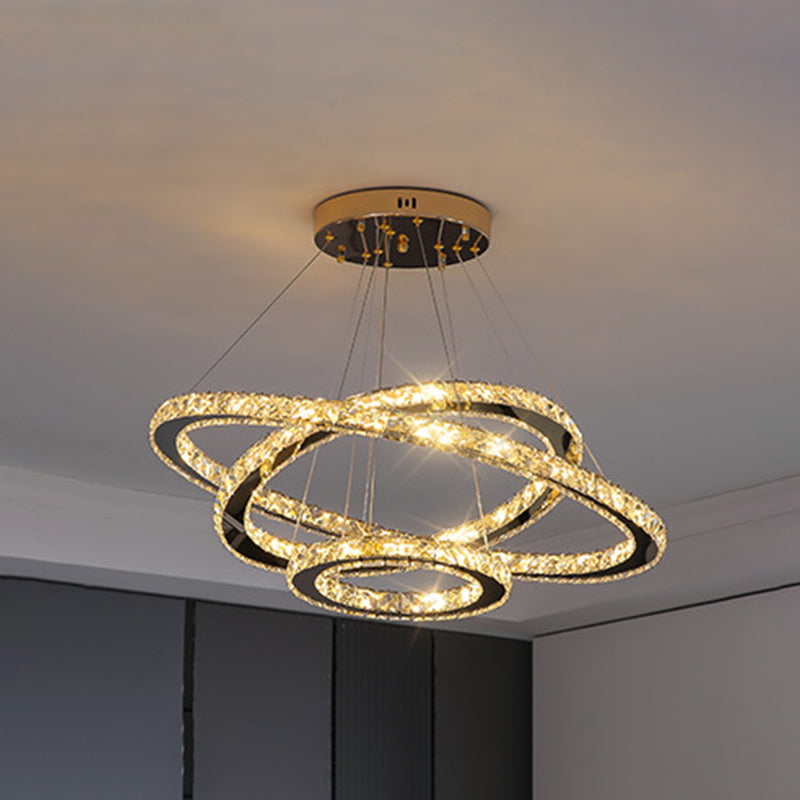 Contemporary Ring Chandelier Pendant Light K9 Crystal Suspension Pendant Light for Living Room