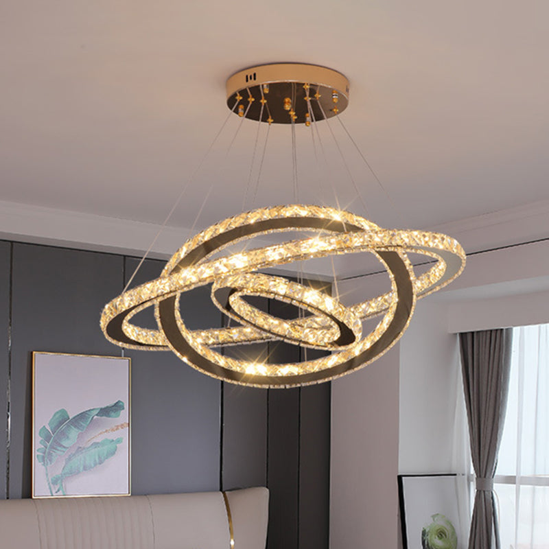 Contemporary Ring Chandelier Pendant Light K9 Crystal Suspension Pendant Light for Living Room