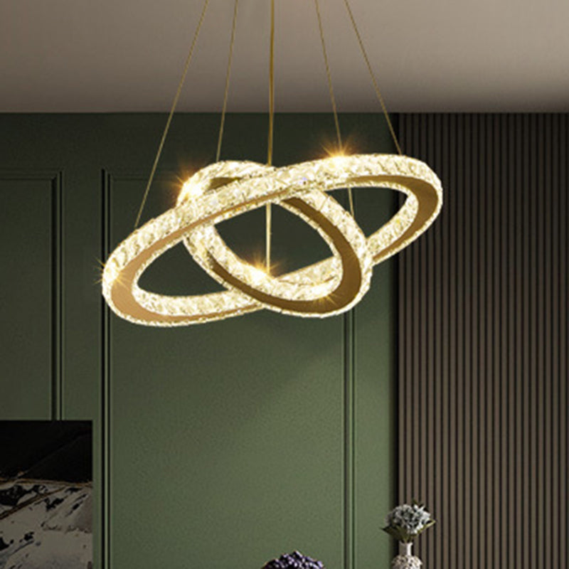 Contemporary Ring Chandelier Pendant Light K9 Crystal Suspension Pendant Light for Living Room