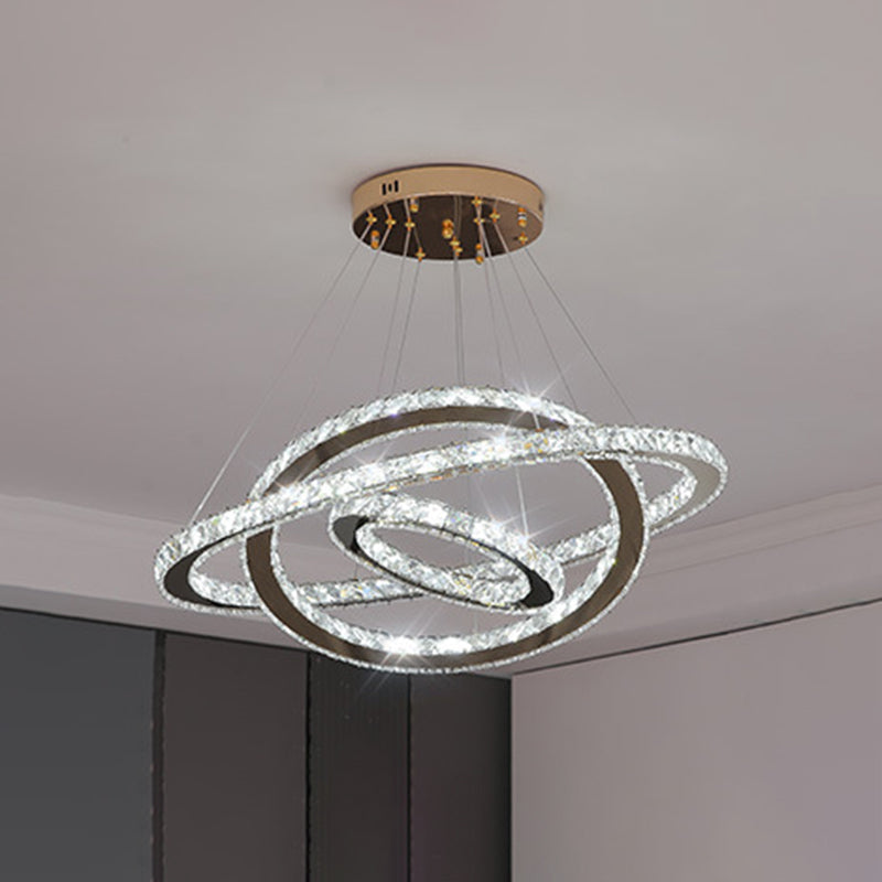 Contemporary Ring Chandelier Pendant Light K9 Crystal Suspension Pendant Light for Living Room