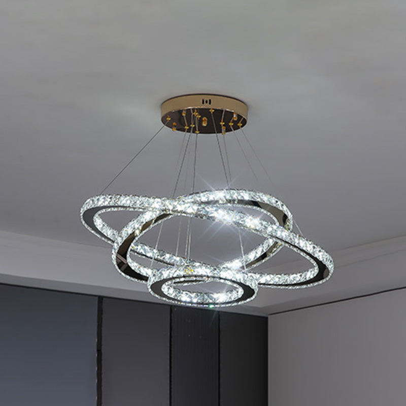 Contemporary Ring Chandelier Pendant Light K9 Crystal Suspension Pendant Light for Living Room