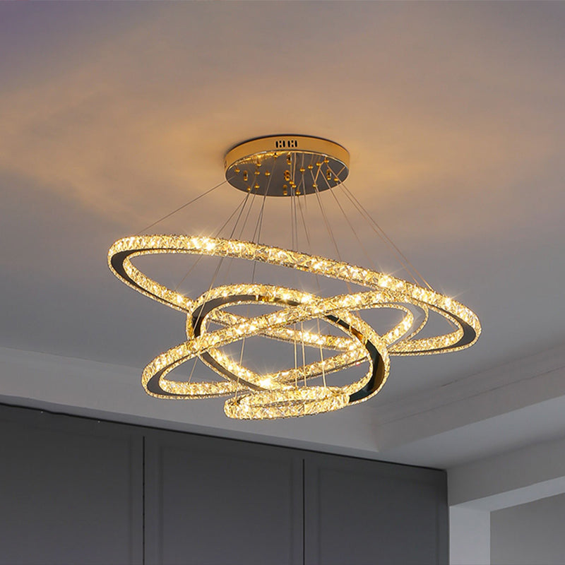 Contemporary Ring Chandelier Pendant Light K9 Crystal Suspension Pendant Light for Living Room