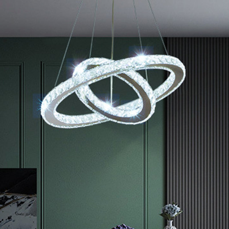 Contemporary Ring Chandelier Pendant Light K9 Crystal Suspension Pendant Light for Living Room