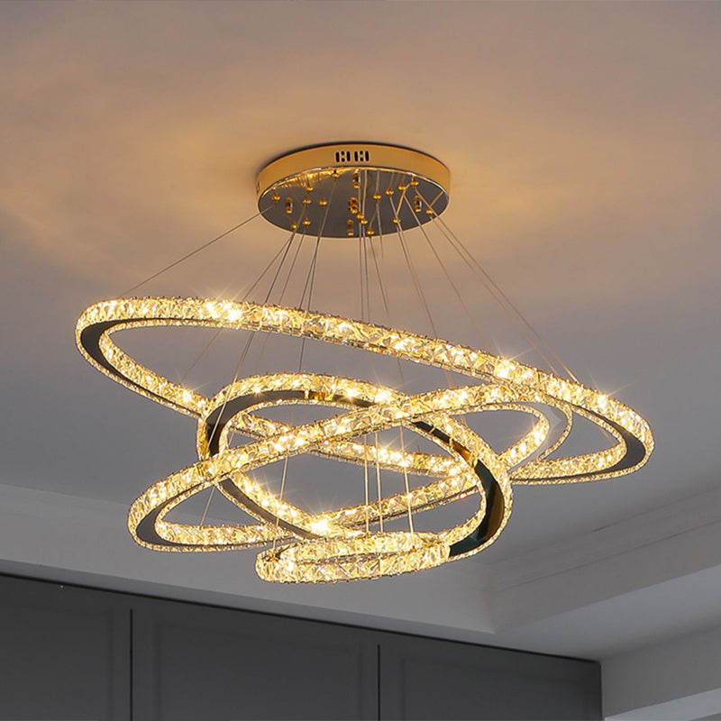 Contemporary Ring Chandelier Pendant Light K9 Crystal Suspension Pendant Light for Living Room