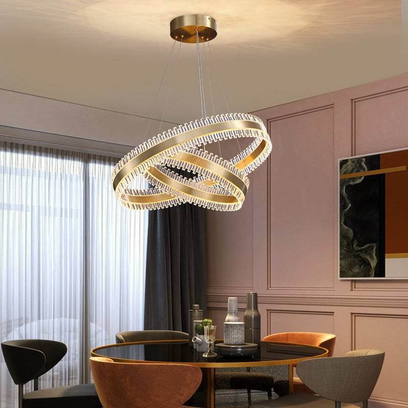 Contemporary Interlace Rings Chandelier Lights Metal Hanging Pendant Light for Living Room