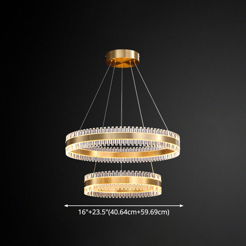 Contemporary Interlace Rings Chandelier Lights Metal Hanging Pendant Light for Living Room