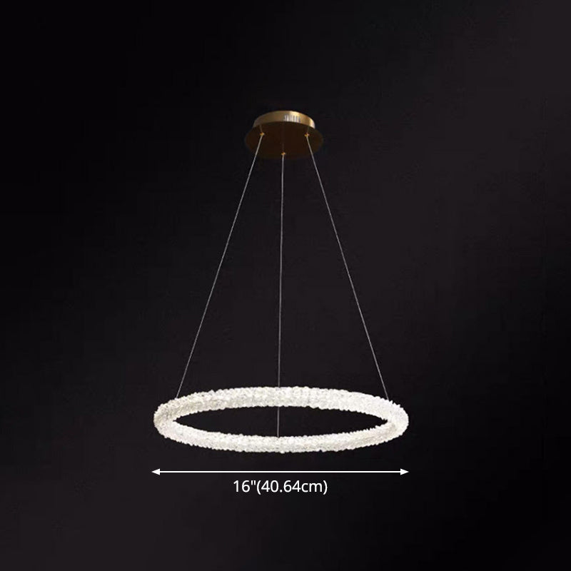 Ultra-modern Circle Chandelier Lamp Crystal Hanging Pendant Lights for Restaurant