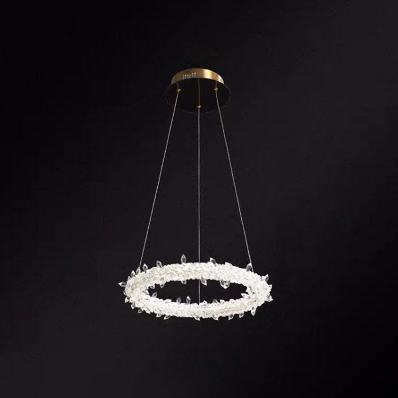 Ultra-modern Circle Chandelier Lamp Crystal Hanging Pendant Lights for Restaurant