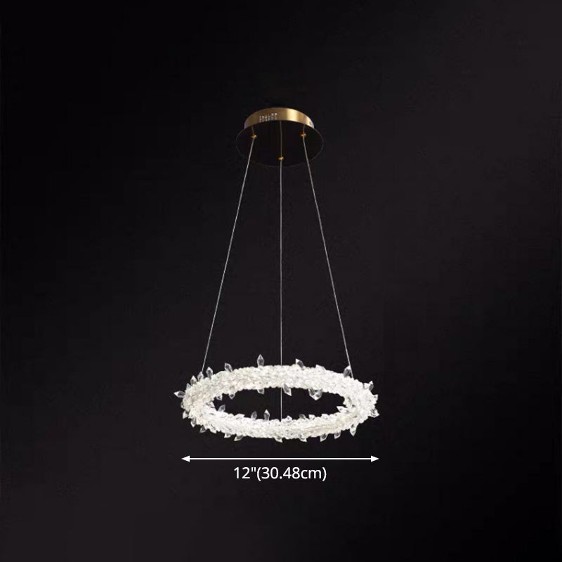 Ultra-modern Circle Chandelier Lamp Crystal Hanging Pendant Lights for Restaurant