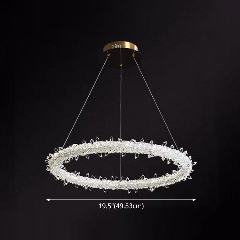 Ultra-modern Circle Chandelier Lamp Crystal Hanging Pendant Lights for Restaurant