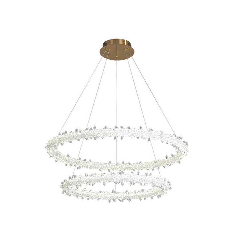 Ultra-modern Circle Chandelier Lamp Crystal Hanging Pendant Lights for Restaurant