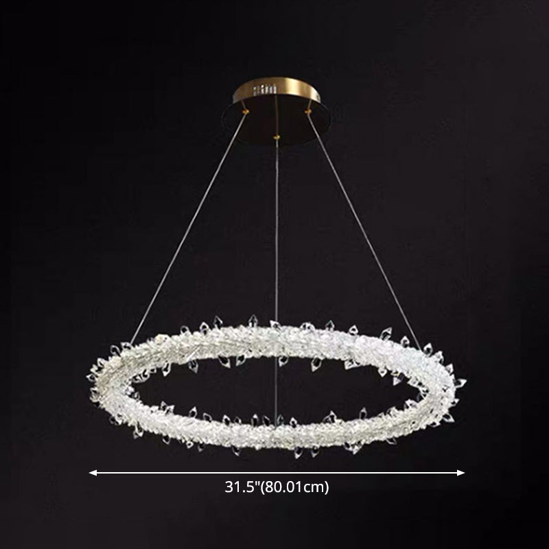 Ultra-modern Circle Chandelier Lamp Crystal Hanging Pendant Lights for Restaurant