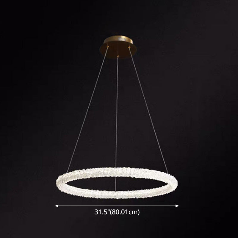 Ultra-modern Circle Chandelier Lamp Crystal Hanging Pendant Lights for Restaurant