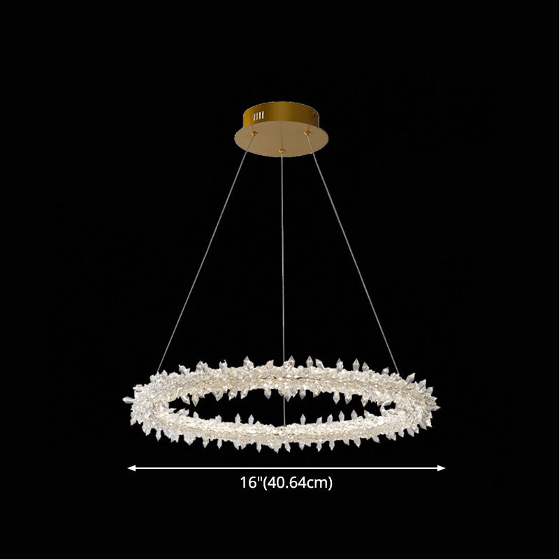Modern Flower Ring Chandelier Light Fixtures Crystal Hanging Light Kit for Living Room