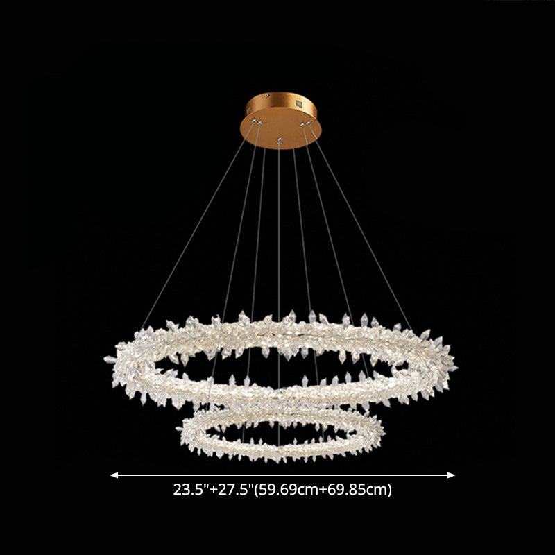 Modern Flower Ring Chandelier Light Fixtures Crystal Hanging Light Kit for Living Room