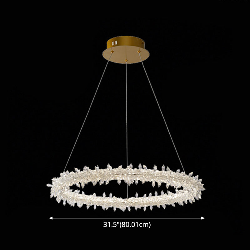 Modern Flower Ring Chandelier Light Fixtures Crystal Hanging Light Kit for Living Room
