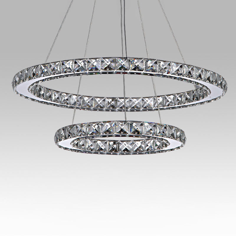 Contemporary Interlace Rings Chandelier Pendant Light Stainless Steel Hanging Light Fixtures for Bedroom
