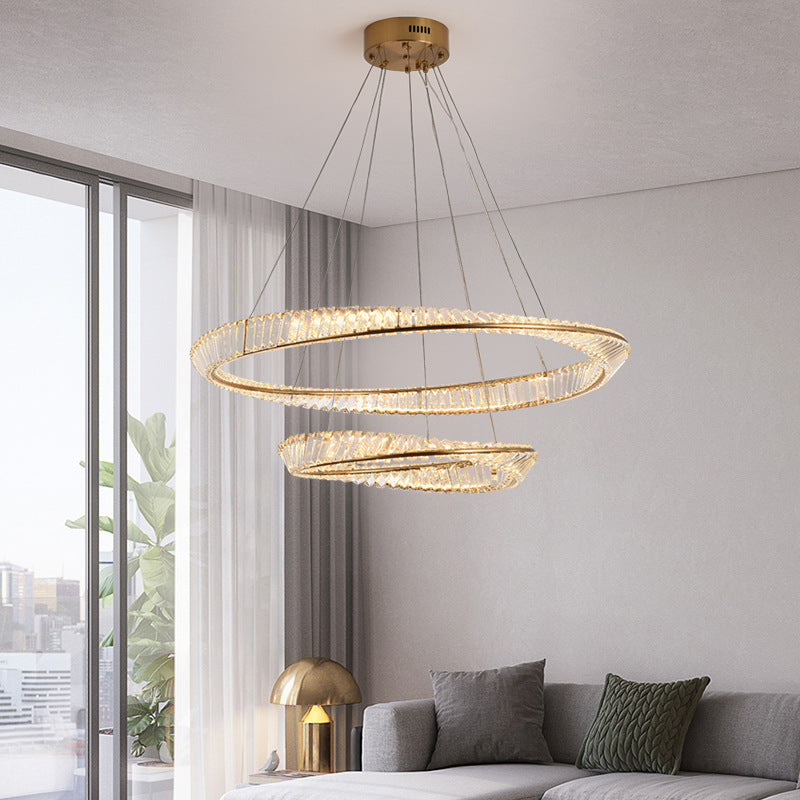 Fissaggi del lampadario ad onda contemporanea Fissature a sospensione Crystal a soffitto per soggiorno