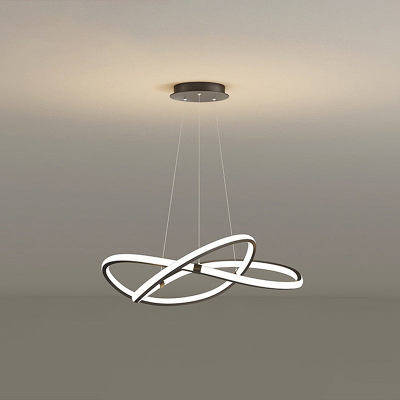 Ultra-modern Twist Chandelier Metal Pendant Light with Round Canopy for Living Room