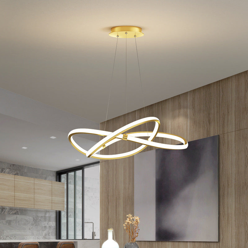 Ultra-modern Twist Chandelier Metal Pendant Light with Round Canopy for Living Room