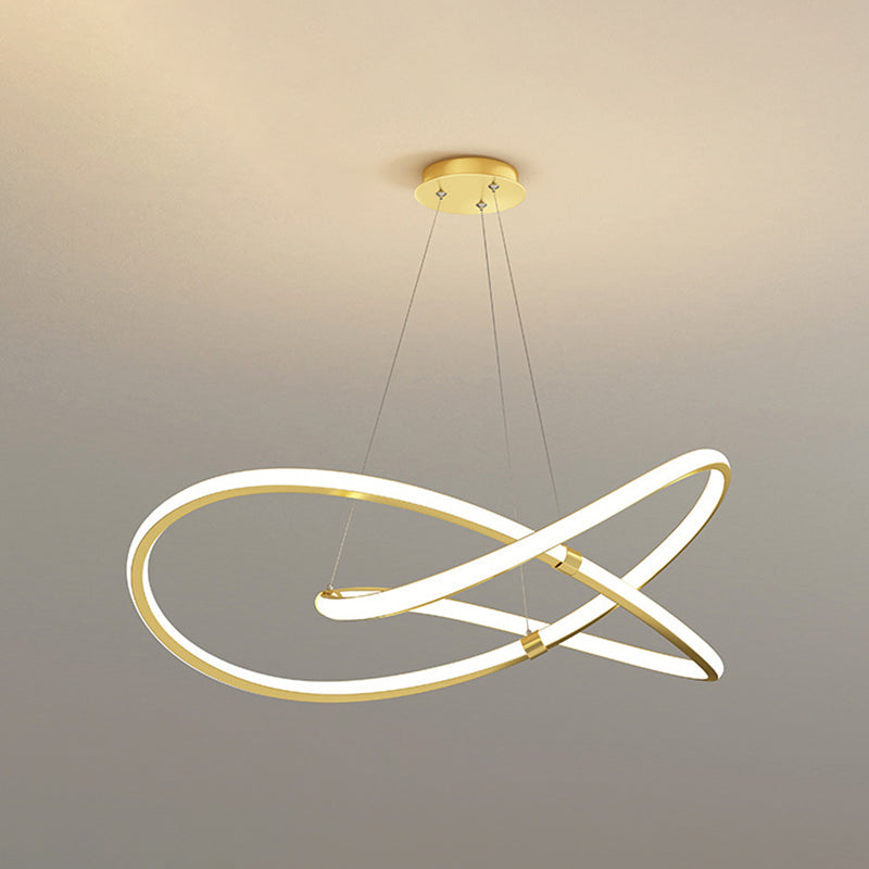 Ultra-modern Twist Chandelier Metal Pendant Light with Round Canopy for Living Room