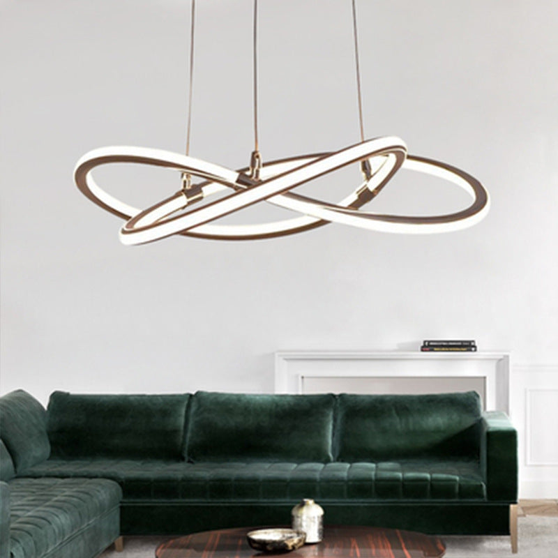 Contemporary Strip Chandelier Lamp Metal Ceiling Pendant Light for Restaurant with Hanging Cord