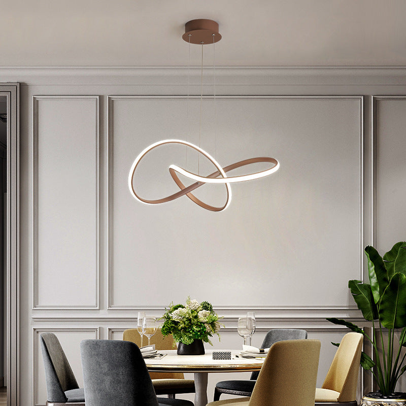 Lampadino intrecciato ultra-moderno illuminazione in metallo semplicità lampadario appeso per soggiorno